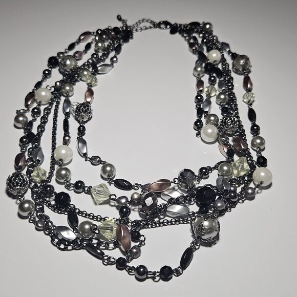 **Sale** Lia Sophia "Katie" Hematite Freshwater Pearl Multi-Strand Neck 22-25" - Picture 13 of 13